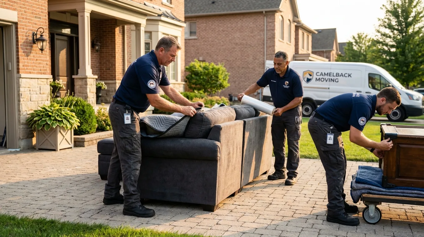 Large estate moving crew wrapping furniture in Lancaster, NY